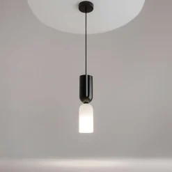 WINDER Suspensions / Lustres|Suspension noire & blanche en verre - forme sablier