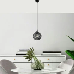 ERZIN Suspensions / Lustres|Suspension noire boule – motif floral, ajourée