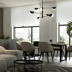 LENORE Suspensions / Lustres|Suspension noire design – abat-jour pliés, 8 lampes