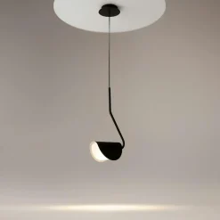 LENORE Suspensions / Lustres|Suspension noire minimaliste - abat-jour plié, tige longue