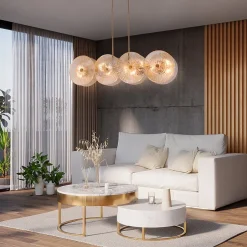 YUMA Suspensions / Lustres|Suspension salle à manger en verre - double rang soleil