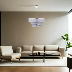 ZURICH Suspensions / Lustres|Suspension salon grise - abat-jour triple, moderne