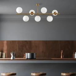 SIERRE Suspensions / Lustres|Suspension salon moderne – 6 cônes, effet laiton