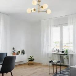 SIERRE Suspensions / Lustres|Suspension salon moderne – 6 cônes, effet laiton