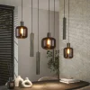 NOVA Suspensions / Lustres|Suspension verre & métal – globes bruns + tubes bronze