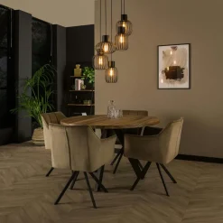 NOVA Suspensions / Lustres|Suspension verre & métal – globes bruns + tubes bronze