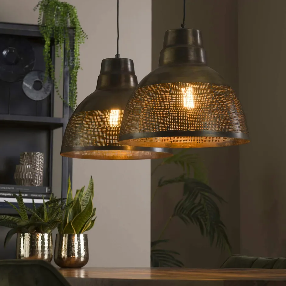 RALF Lampes À Poser·Lampe Style Industriel|Suspensions / Lustres|Suspension vintage avec tressage métallique