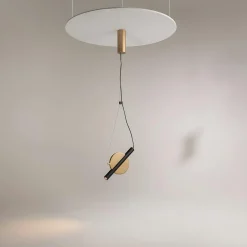 MONA Suspensions / Lustres|Suspension design graphique – disque blanc et tube noir