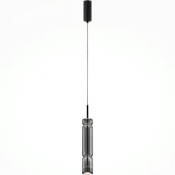 SOLANA Suspensions / Lustres|Suspension design LED – abat‑jour verre taillé gris 365 cm