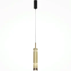 SOLANA Suspensions / Lustres|Suspension design LED – abat‑jour verre taillé ambré 365 cm