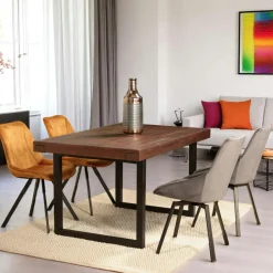 SAMOA Tables À Manger Industrielles|Tables À Manger Rectangulaires|Table à manger bois brun recyclé 180 cm