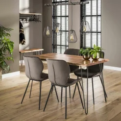 Melbourne Tables À Manger Rectangulaires|Tables À Manger En Bois|Table à manger bois d'acacia bordure naturelle 130 cm