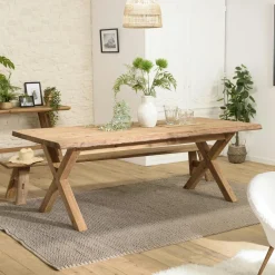 DENVER Univers Déco·Maison De Campagne|Tables À Manger Rectangulaires|Table à manger en bois de pin recyclé 200 cm