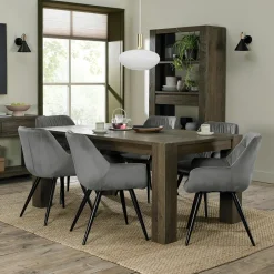 ALLEN Tables À Manger Rectangulaires|Tables À Manger En Chêne|Table à manger en bois de chêne fumé 180 cm