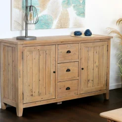 SALERNE Univers Déco·Maison De Campagne|Tables À Manger Rectangulaires|Table à manger en bois recyclé clair tréteaux 200 cm