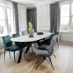 BERGAME Tables À Manger Rectangulaires|Tables À Manger En Céramique|Table à manger en céramique noire mate 200 cm