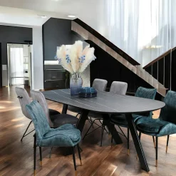 BERGAME Tables À Manger Rectangulaires|Tables À Manger En Céramique|Table à manger en céramique noire mate 200 cm