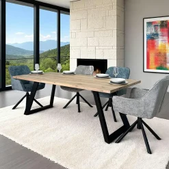 CONSTENTA Tables À Manger Rectangulaires|Tables À Manger En Chêne|Table à manger extensible bois blanchi 200 cm COSTENTA