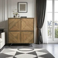 ADÉLAÏDE Univers Déco·Vintage|Tables À Manger Vintage|Table à manger extensible bois recyclé piètement effet laiton vieilli 140-180 cm