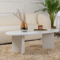 MARFA Tables À Manger En Bois|Table à manger moderne blanche effet bois pieds en V 180 cm