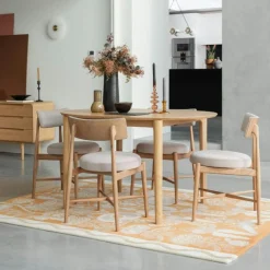 DERBY Tables À Manger Rectangulaires|Tables À Manger En Chêne|Table à manger moderne en chêne clair avec rallonge intégrée 135-190 cm