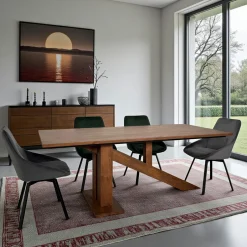 OKA Tables À Manger Rectangulaires|Tables À Manger En Chêne|Table à manger moderne piètement oblique chêne massif 240 cm