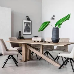 HUDSON Univers Déco·Design Contemporain|Tables À Manger Rectangulaires|Table à manger moderne piètement oblique chêne massif 200 cm