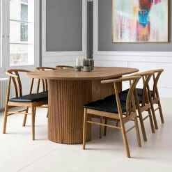 MATERA Tables À Manger En Bois|Table à manger ovale effet bois foncé 210 cm