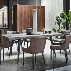 ADÉLAÏDE Univers Déco·Vintage|Tables À Manger Vintage|Table à manger rectangulaire bois recyclé piètement effet laiton vieilli 180 cm