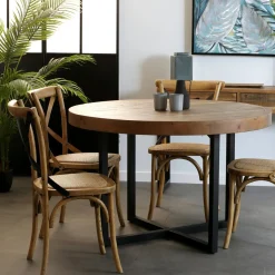 BRISBANE Univers Déco·Loft Industriel|Tables À Manger Industrielles|Table à manger ronde bois recyclé D120