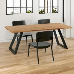 KORKAI Tables À Manger Rondes|Tables À Manger En Bois|Table à manger ronde bois recyclé motif éventail 120 cm