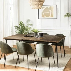 KORKAI Tables À Manger Rondes|Tables À Manger En Bois|Table à manger ronde bois recyclé motif éventail 120 cm