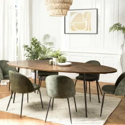 KORKAI Tables À Manger Rondes|Tables À Manger En Bois|Table à manger ronde bois recyclé motif éventail 120 cm