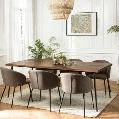 KORKAI Tables À Manger Rondes|Tables À Manger En Bois|Table à manger ronde bois recyclé motif éventail 120 cm