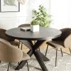 BIHAR Tables À Manger Industrielles|Tables À Manger Rondes|Table à manger ronde bois anthracite effet pierre 120 cm
