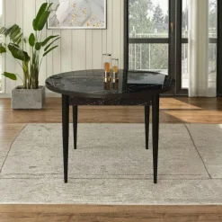 LUNOR Tables À Manger Rondes|Tables À Manger En Bois|Table à manger ronde effet bois foncé Ø90 cm