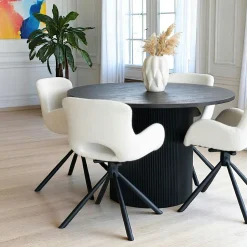 MATERA Tables À Manger Rondes|Tables À Manger En Bois|Table à manger ronde effet bois foncé ø120 cm