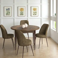 AROLA Tables À Manger Rondes|Tables À Manger En Bois|Table à manger ronde effet bois noyer foncé Ø90 cm