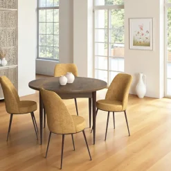 AROLA Tables À Manger Rondes|Tables À Manger En Bois|Table à manger ronde effet bois noyer foncé Ø90 cm