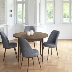 AROLA Tables À Manger Rondes|Tables À Manger En Bois|Table à manger ronde effet bois noyer foncé Ø90 cm