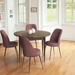 AROLA Tables À Manger Rondes|Tables À Manger En Bois|Table à manger ronde effet bois noyer foncé Ø90 cm