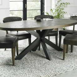 ARLINGTON Tables À Manger Rondes|Tables À Manger En Chêne|Table à manger ronde en marqueterie de chêne 120 cm