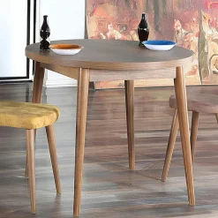 MARFA Tables À Manger Rondes|Tables À Manger En Bois|Table à manger ronde noire effet marbré Ø90 cm