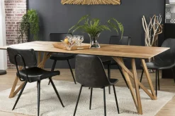 PANAMA Tables À Manger Rectangulaires|Tables À Manger En Bois|Table à manger teck recyclé pieds croisés 220x100