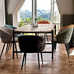 TRANI Tables À Manger Vintage|Tables À Manger En Bois|Table à manger teck recyclé bords arrondis 200 cm