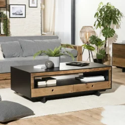 CRACOVIE Tables Basses Vintage|Tables Basses À Tiroirs|Table basse avec rangement bois recyclé pin