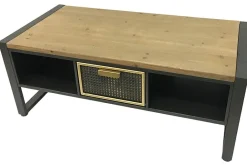 Atelier Tables Basses À Tiroirs|Table basse avec rangement et 1 tiroir en cannage métallique