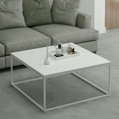 JENA Tables Basses Carrées|Table basse blanche carrée - style minimaliste