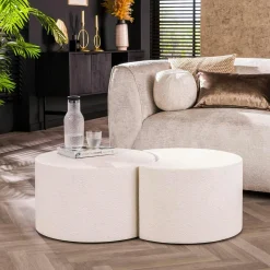 TAJ Tables Basses Design|Table basse blanche en marbre composite forme haricot