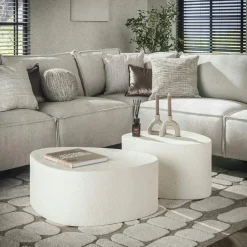 TAJ Tables Basses Design|Tables Basses Gigognes|Table basse blanche en marbre composite forme triangle (lot de 2)